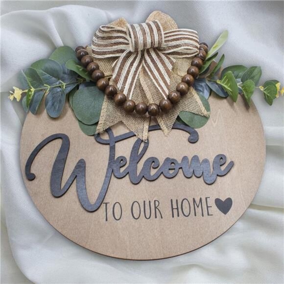 3D Welcome Sign Wooden Front Door Farmhouse Porch Decor Rustic Christmas Sign - Picture 4 of 8